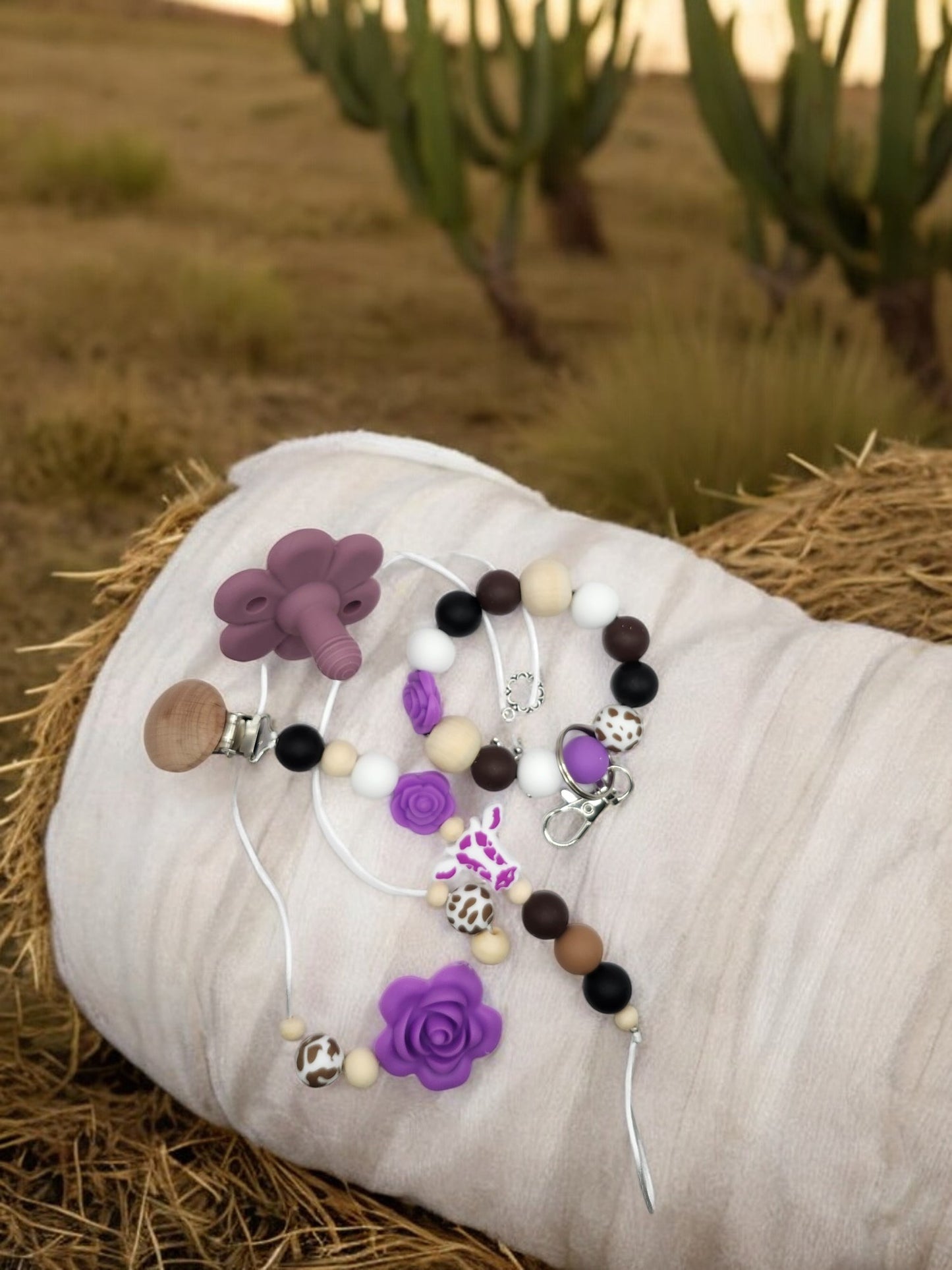 Purple Flower Cow Set